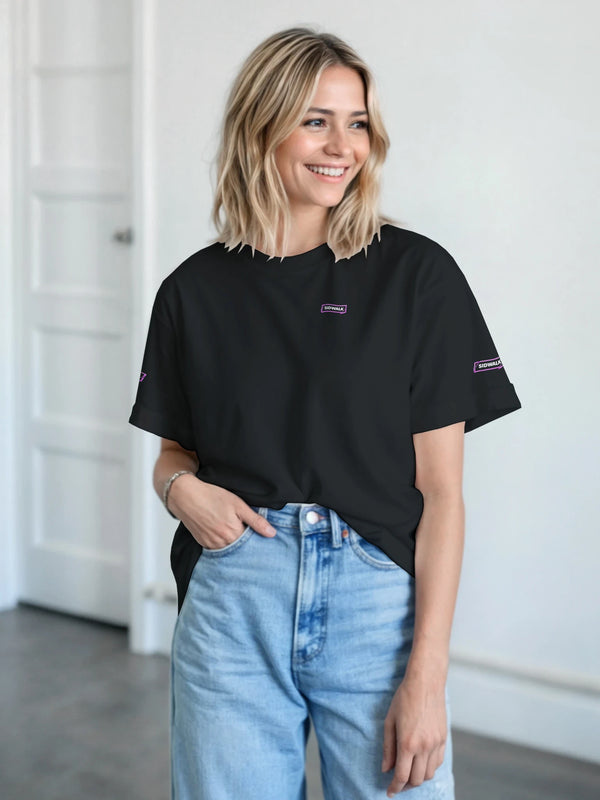 SIDWALK "WALK DIFFERENT" Collection Black T-Shirt | Luxury Neon Glow Edgy Icon Tee